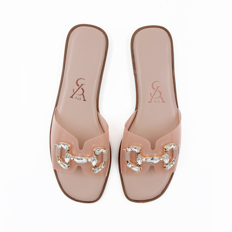 STONE EMBELLISHED VINYL FLATS