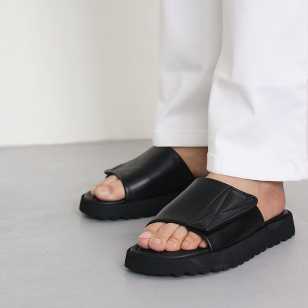 Cushioned Leather Slip On Sandals