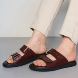 Leather Strap Detail Slip On Sandals