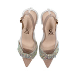 RHINESTONE EMBELLISHED VINYL HIGH SLINGBACK