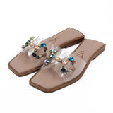 MULTI STONE EMBELLISHED VINYL FLATS