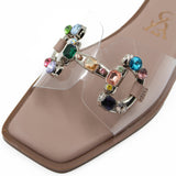 MULTI STONE EMBELLISHED VINYL FLATS