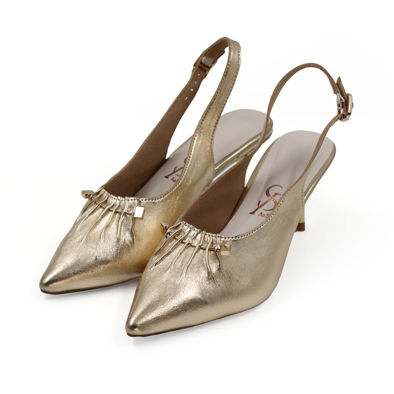 Pleated Pointed Toe Low Heel