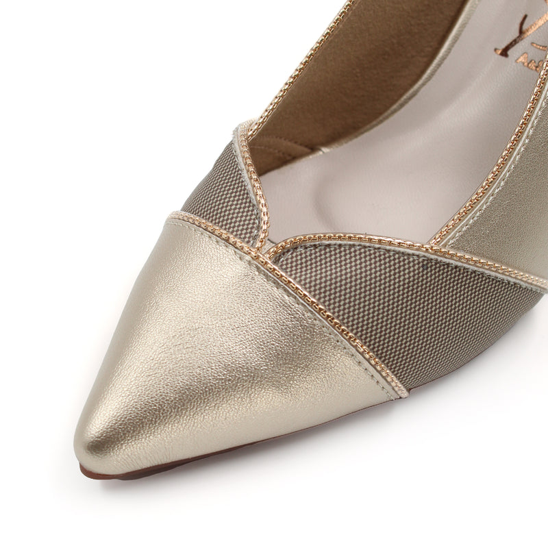 DUAL METALLIC GOLD SLINGBACKS