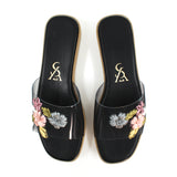 FLORAL EMBROIDERED VINYL WEDGES