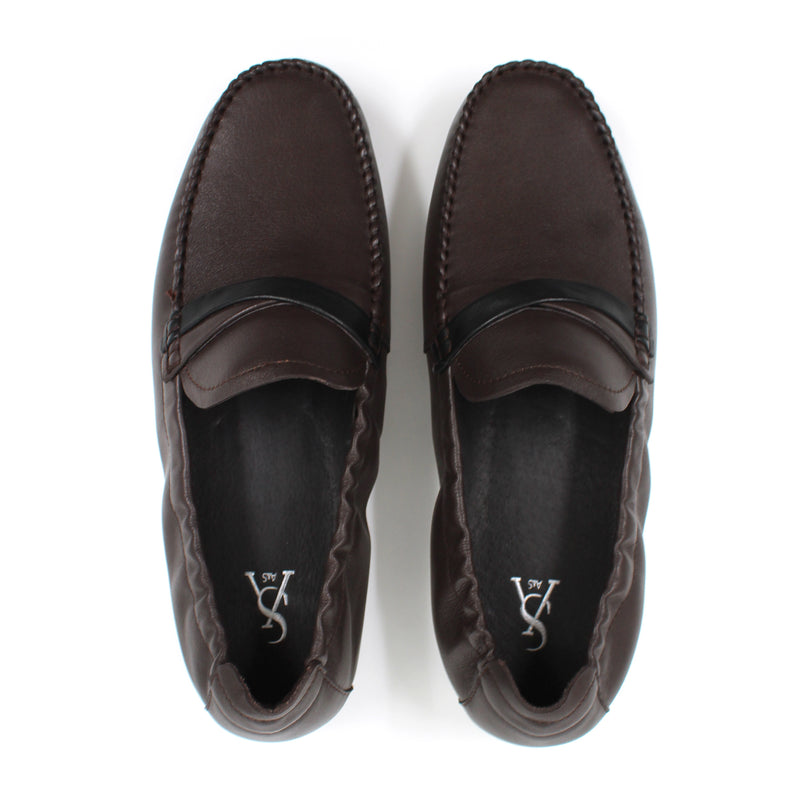 Twisted Leather Slip On Loafers