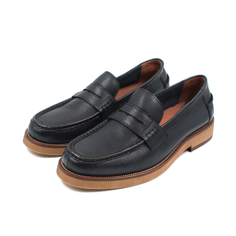 Grained Leather Penny Loafers