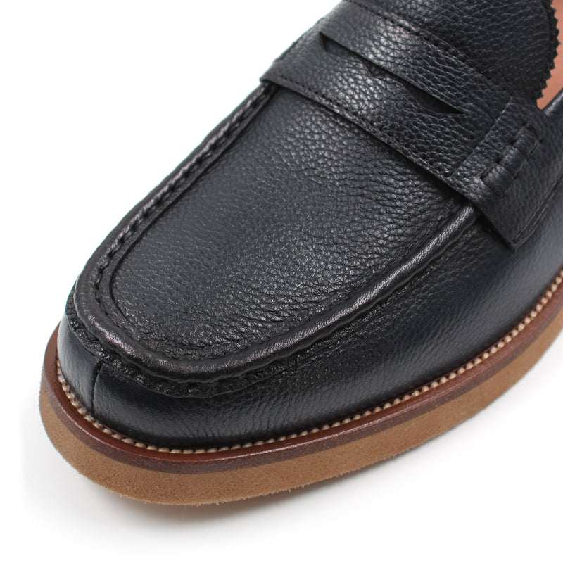 Grained Leather Penny Loafers