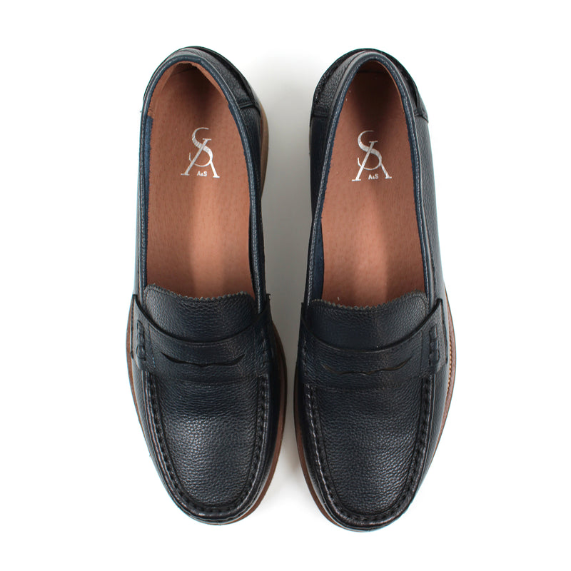 Grained Leather Penny Loafers