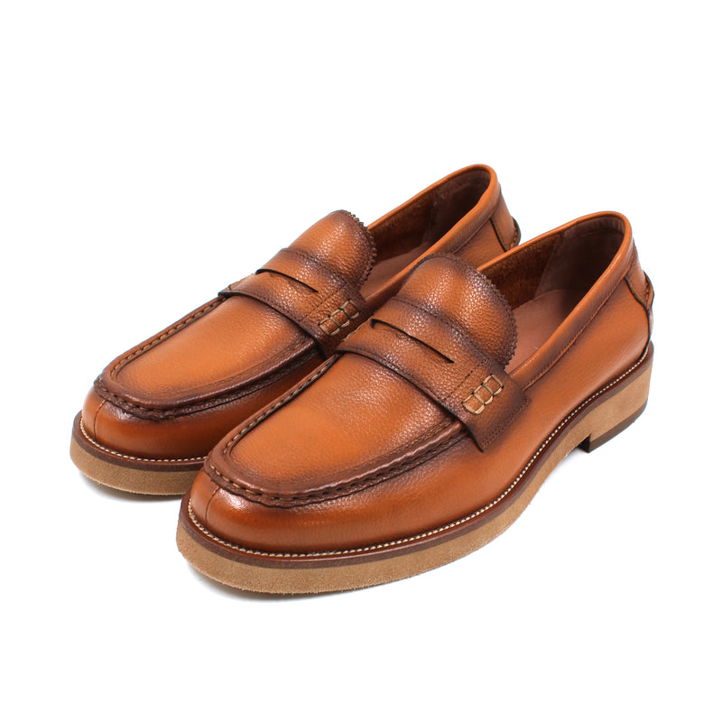 Grained Leather Penny Loafers