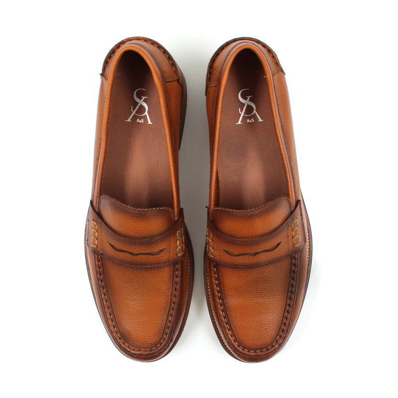 Grained Leather Penny Loafers