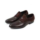 Maroon Leather Metal Detail Oxfords