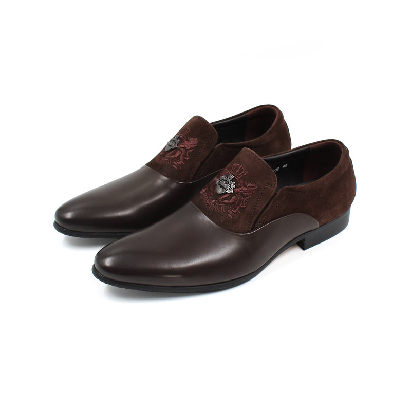 Maroon Leather Metal Detail Oxfords