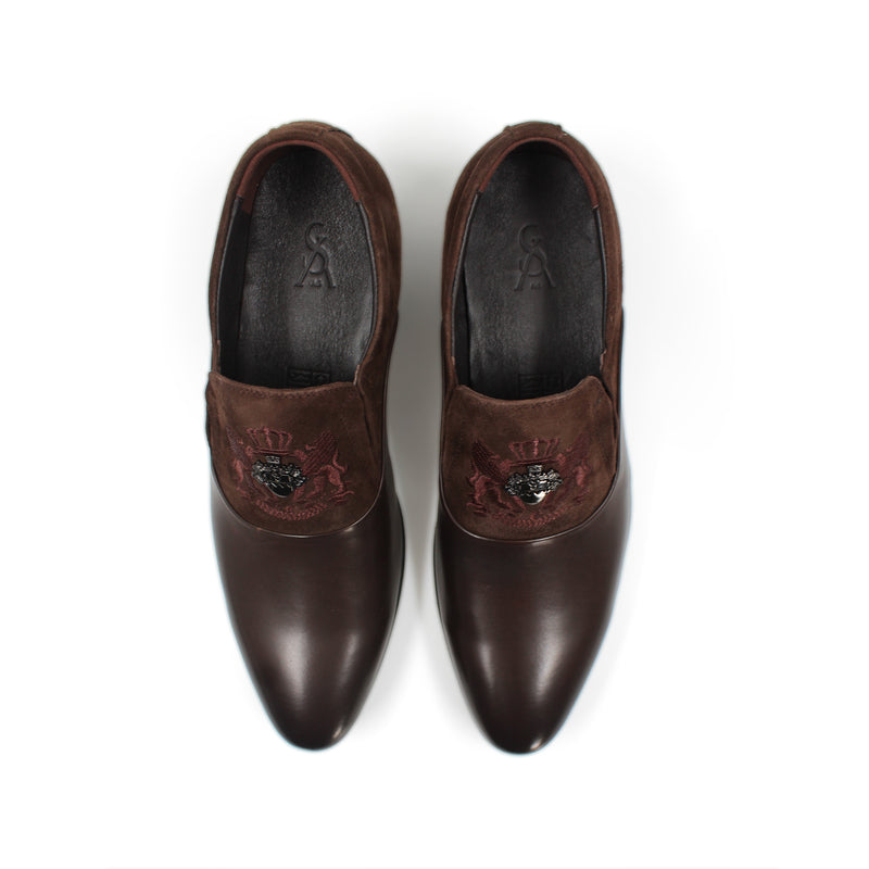 Maroon Leather Metal Detail Oxfords