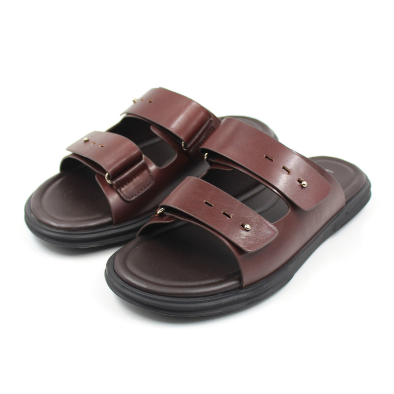 Leather Strap Detail Slip On Sandals