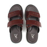 Leather Strap Detail Slip On Sandals