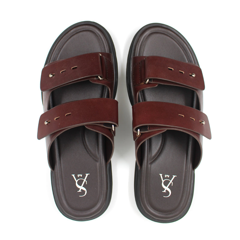 Leather Strap Detail Slip On Sandals