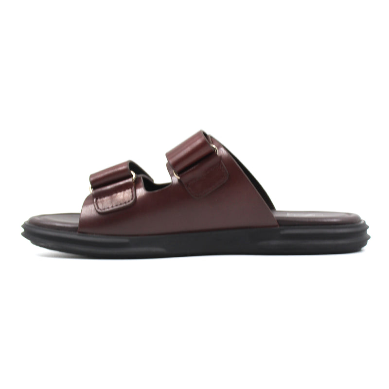 Leather Strap Detail Slip On Sandals