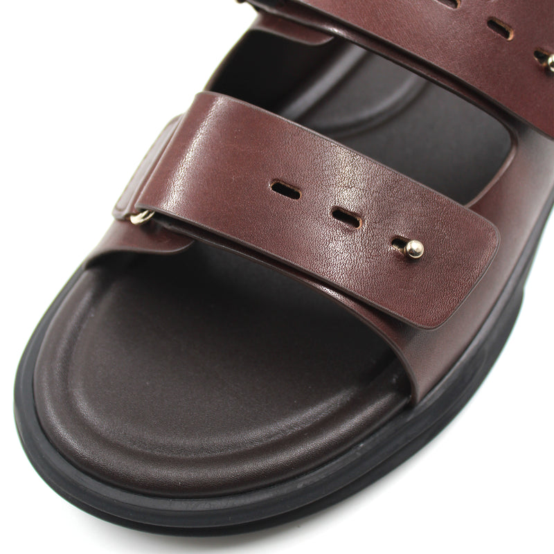 Leather Strap Detail Slip On Sandals