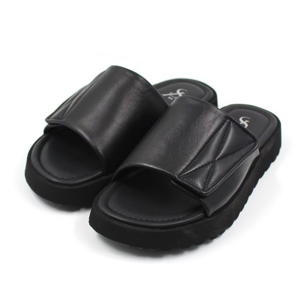 Cushioned Leather Slip On Sandals