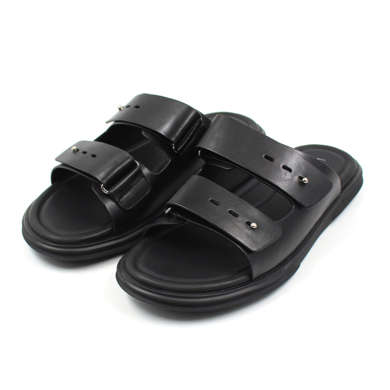 Leather Strap Detail Slip On Sandals