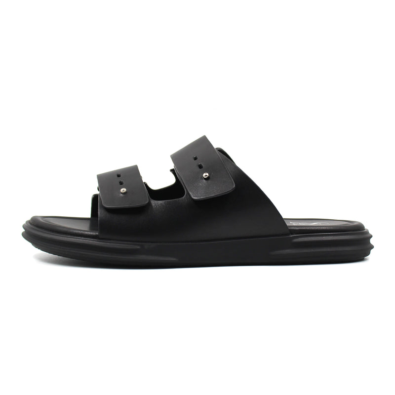 Leather Strap Detail Slip On Sandals