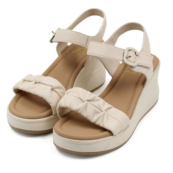 Pleated Strap Platform Sandals