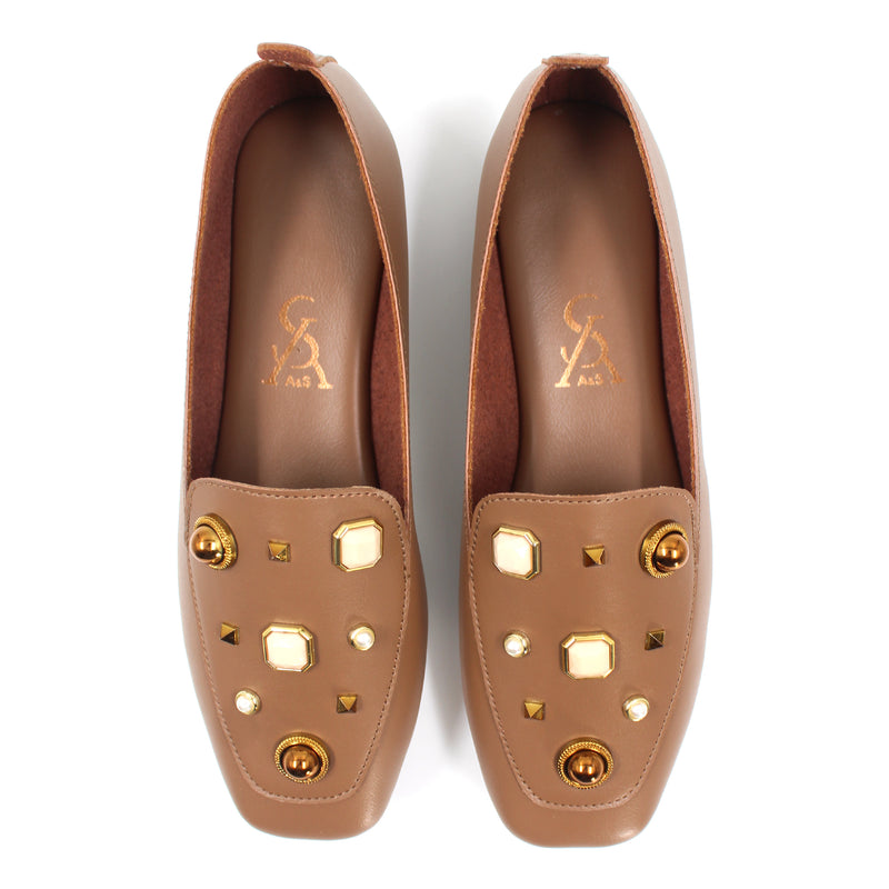 Stone Embellished Loafers