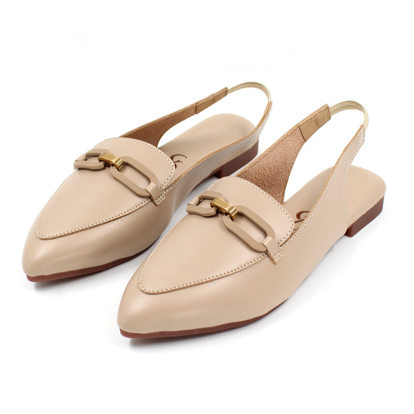 Pointed Toe Golden Buckle Loafers