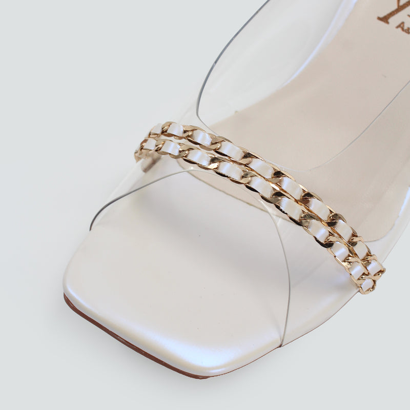 Interwined Chain Detail Vinyl Low Heels