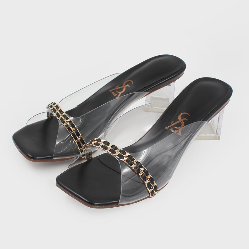 Interwined Chain Detail Vinyl Low Heels