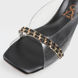 Interwined Chain Detail Vinyl Low Heels