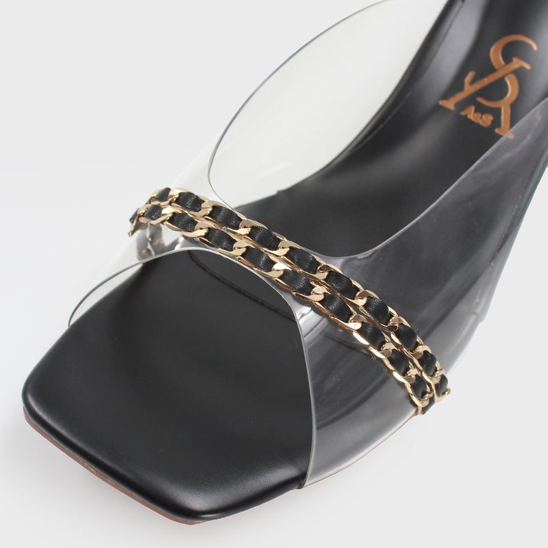 Interwined Chain Detail Vinyl Low Heels