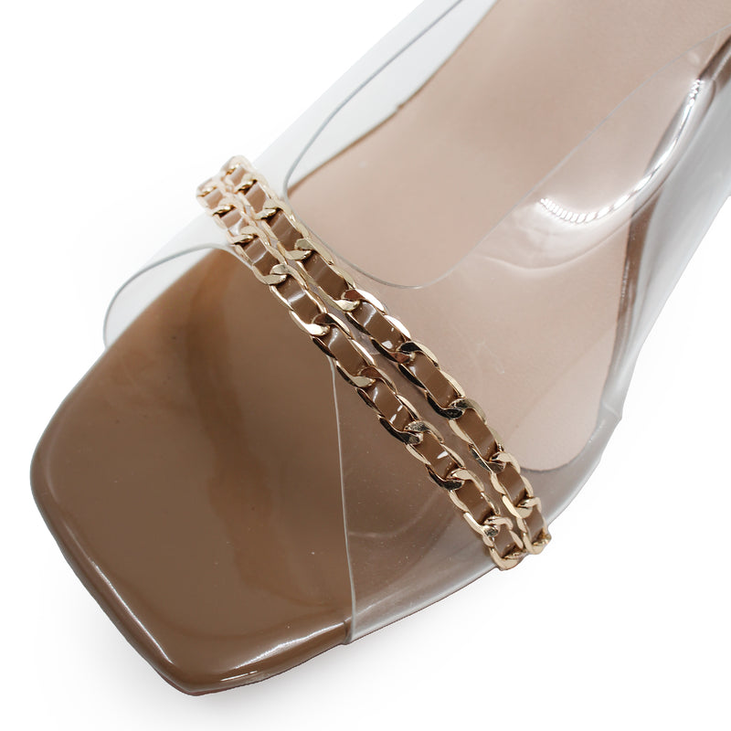 Interwined Chain Detail Vinyl High Heels