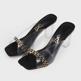 Interwined Chain Detail Vinyl High Heels