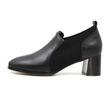 Panelled block heel boots