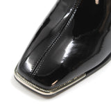 Metallic toe patent leather boots