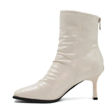 Modern rippled leather heel boots