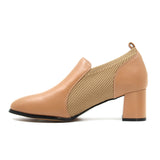 Panelled block heel boots