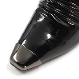 Metallic toe rippled leather boots