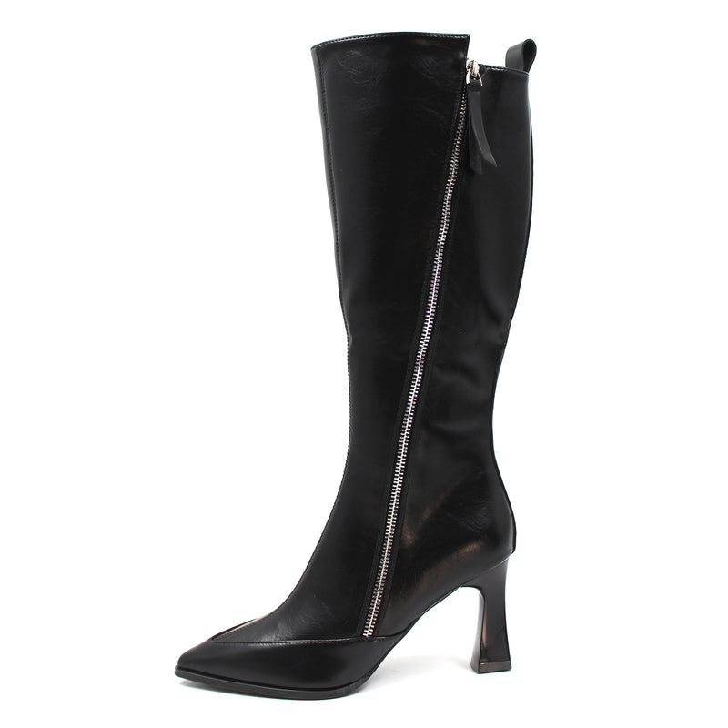 Pointed toe zip detail long boots