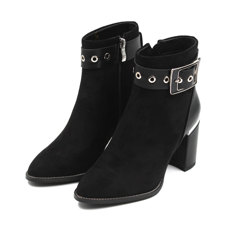 Suede buckle detail ankle boots