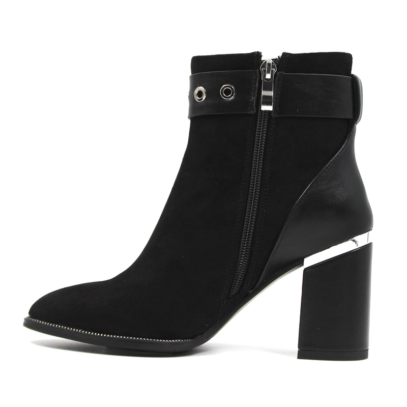 Suede buckle detail ankle boots