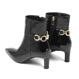 Pointed toe interlinked chain detail boots