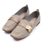 Golden buckle detail loafers