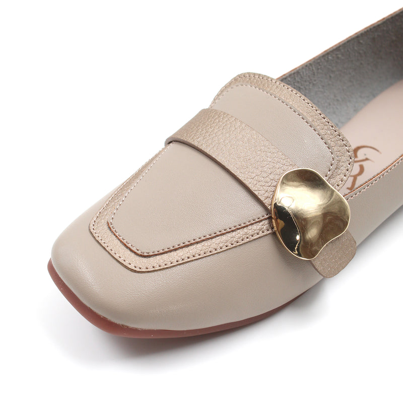 Golden buckle detail loafers