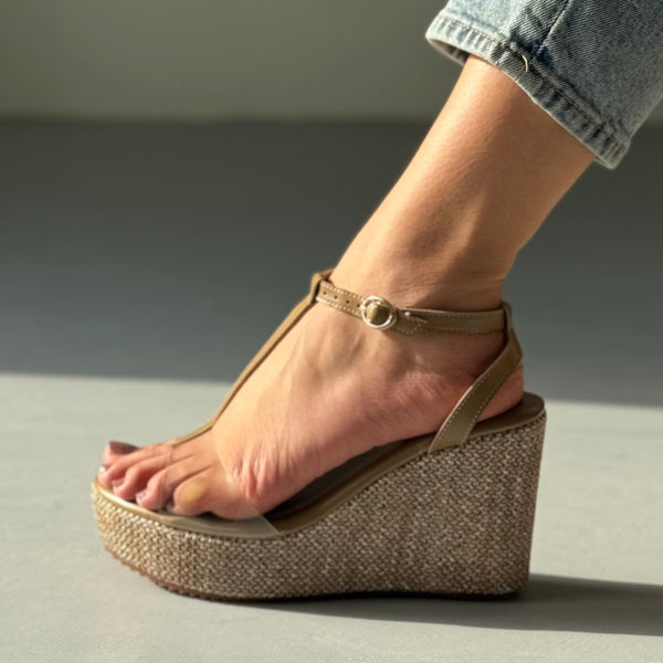 Open Toe Jute Textured High Platforms