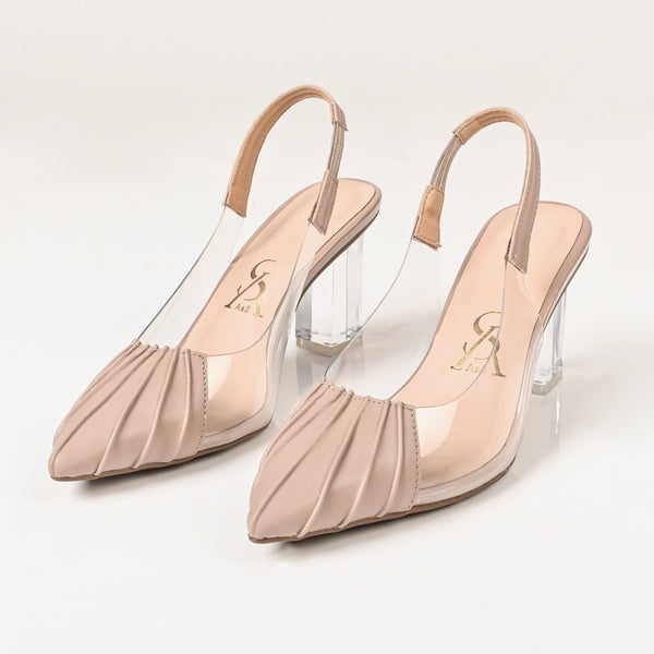 CRINKLED TOE VINYL SLINGBACK