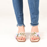 FLORAL EMBOSSED VINYL FLATS