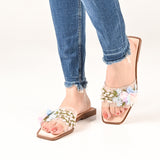 FLORAL EMBOSSED VINYL FLATS